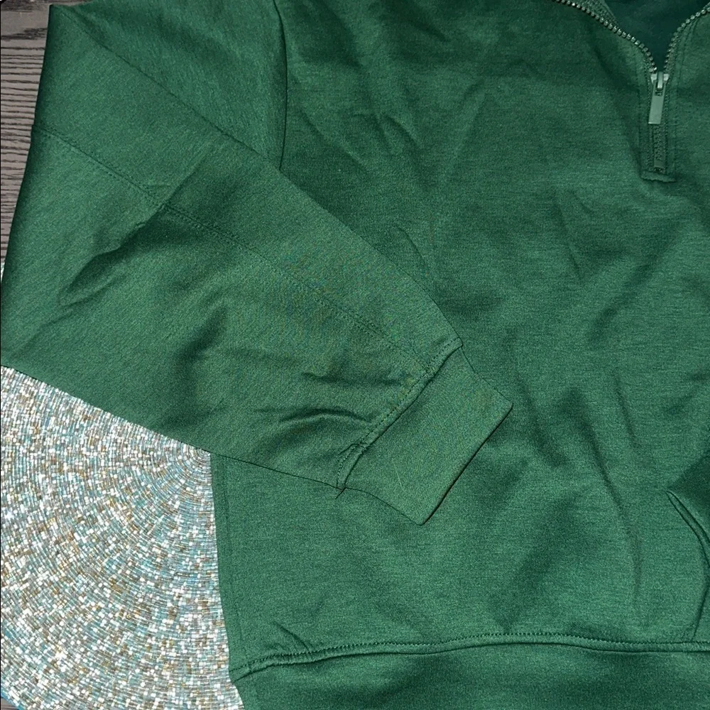 Zenana Women's Scuba 1/4 Zip Pullover Hunter Green ❤️ NEW